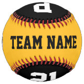 金ゴールド黄カスタム色プレイヤーの写真名と番号 ソフトボール (正面)