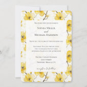 金ゴールド黄結婚花 招待状 (正面)