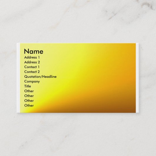 金ゴールド黄色く明白なプロフィールカード 名刺 (正面)