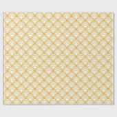 金ゴールド黄色と白のアールデコパターンのギフトラップ ラッピングペーパー (フラット)