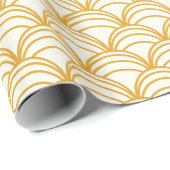 金ゴールド黄色と白のアールデコパターンのギフトラップ ラッピングペーパー (ロールコーナー)