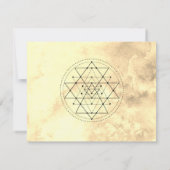 *~*金ゴールド黄色の神聖なジオメトリの水の色結婚。 出欠カード (裏面)
