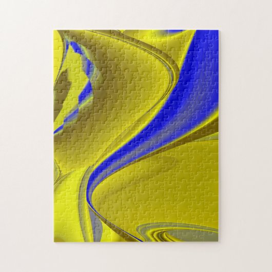 金ゴールド黄色の青の抽象芸術 ジグソーパズル (縦)