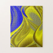 金ゴールド黄色の青の抽象芸術 ジグソーパズル (縦)