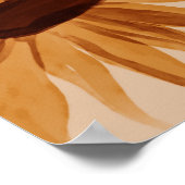 金ゴールド黄色ひまわり水色素朴 ポスター (角)