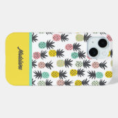 金ゴールド黄色ヴィンテージパイナップルパターンモノグラム Case-Mate iPhoneケース (裏面 (横))