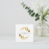 金ゴールド黄葉イニシャルリースプロフェッショナル スクエア名刺 (スタンド正面)