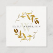 金ゴールド黄葉イニシャルリースプロフェッショナル スクエア名刺 (正面)