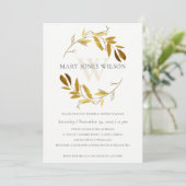 金ゴールド黄葉リースブライダルシャワーカード サンキューカード (スタンド正面)