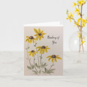 金ゴールド黄褐色デイジー離れ緑- 空白の カード (黄色い花)