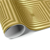 金ゴールド黄金の幾何学的な正方形のラッピング紙 ラッピングペーパー (ロールコーナー)