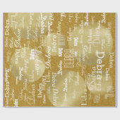 金ゴールド黄金グリッターパーソナライズされた名パターン ラッピングペーパー (フラット)