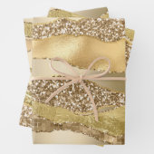 金ゴールド黄金グリッターメタリック光沢フォイルシック ラッピングペーパーシート (インサイチュ)