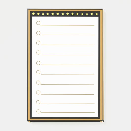 金ゴールド黒い枠の線が付いた後のメモ ポストイット (正面)