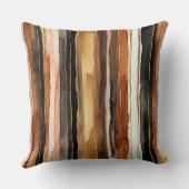 金ゴールド黒と錆の抽象芸術 ストライプ クッション (裏面)