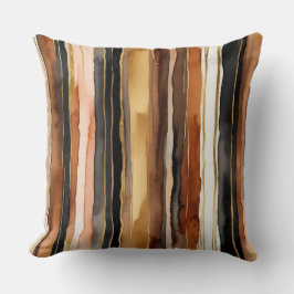 金ゴールド黒と錆の抽象芸術 ストライプ クッション