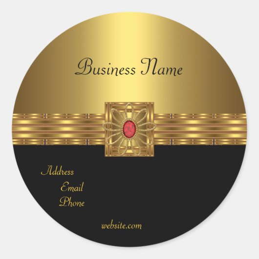 金ゴールド黒の赤のステッカー金ゴールド ラウンドシール (正面)