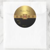 金ゴールド黒の赤のステッカー金ゴールド ラウンドシール (バッグ)