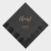 金ゴールド黒エレガントクラシックパーソナライズされたパーティー 箔ナプキン (右)