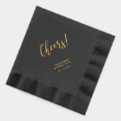 金ゴールド黒エレガントクラシックパーソナライズされたパーティー 箔ナプキン (左)