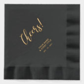 金ゴールド黒エレガントクラシックパーソナライズされたパーティー 箔ナプキン (正面)