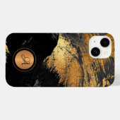 金ゴールド黒エレガントモダン抽象芸術モノグラムの Case-Mate iPhoneケース (裏面 (横))