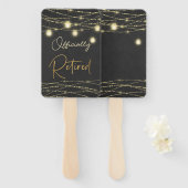 金ゴールド黒エレガント文字の退職記号 ハンドファン (正面&裏面)