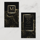 金ゴールド黒スタイリッシュ毛サロン 名刺 (正面/裏面)