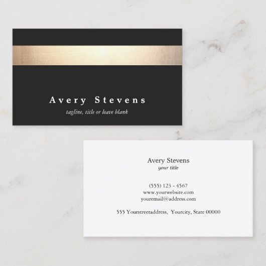 金ゴールド黒ストライプのモダンスタイリッシュ美しいサロン 名刺 (正面/裏面)