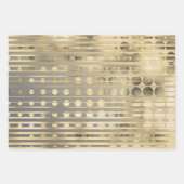 金ゴールド黒ストライプ紙吹雪エレガントフォーマル模様 ラッピングペーパーシート (正面3)