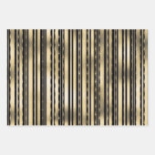 金ゴールド黒ストライプ紙吹雪エレガントフォーマル模様 ラッピングペーパーシート (正面2)