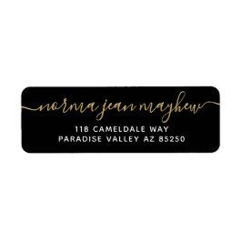 金ゴールド黒ファンシー手書きスクリプト差出人住所 ラベル