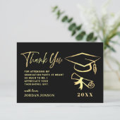 金ゴールド黒モダン卒業写真 サンキューカード (スタンド正面)