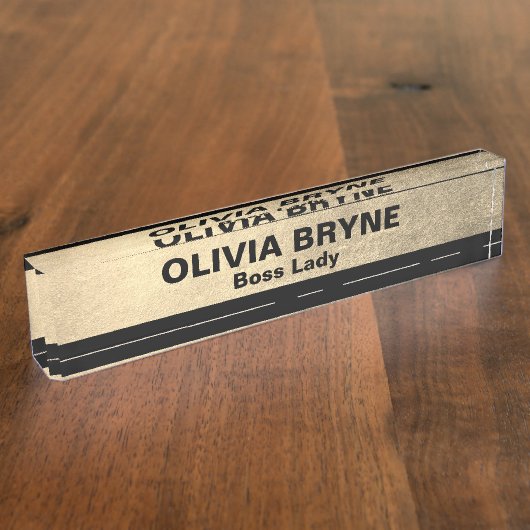 金ゴールド黒人社員 デスクネームプレート (側面)