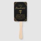 金ゴールド黒写真医療看護学校卒業 ハンドファン (正面)