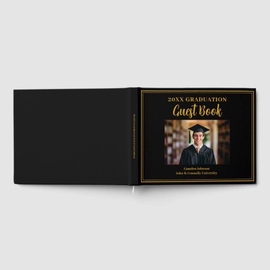 金ゴールド黒写真卒業フォーマル会 ゲストブック (全面)