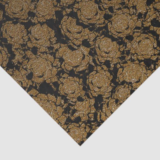 金ゴールド黒多汁フローラ金属模様 薄葉紙 (詳細)