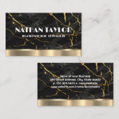 金ゴールド黒大理石の背景 |金属金ゴールド 名刺 (正面/裏面)