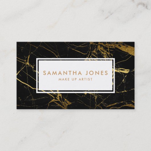 金ゴールド黒大理石メイクアップアーティスト名刺 名刺 (正面)