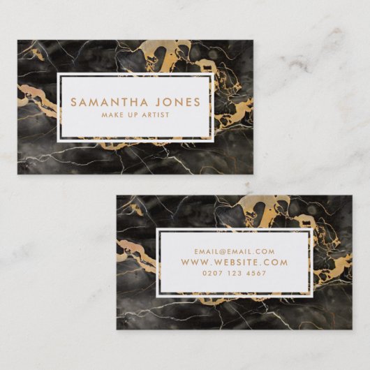 金ゴールド黒大理石メイクアップアーティスト名刺 名刺 (正面/裏面)