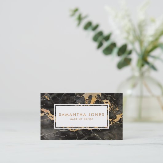 金ゴールド黒大理石メイクアップアーティスト名刺 名刺 (スタンド正面)