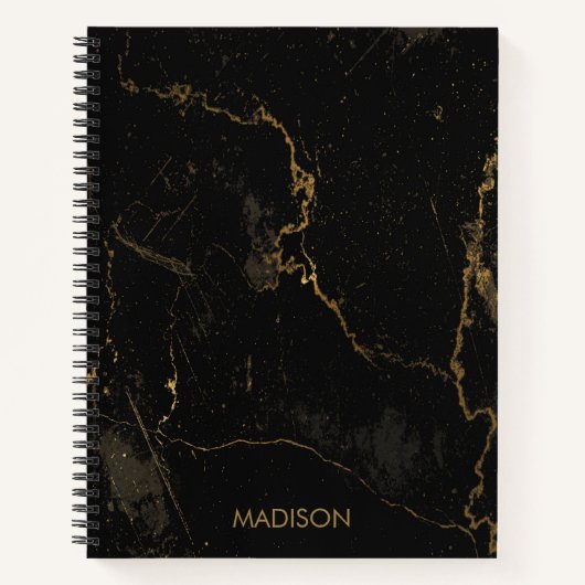 金ゴールド黒大理石 ノートブック (正面)