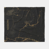 金ゴールド黒大理石 フリースブランケット (正面(横))