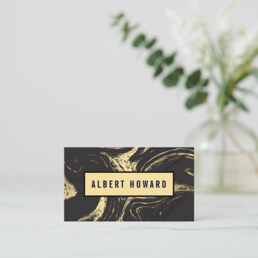 金ゴールド黒大理石 |抽象芸術 名刺 (スタンド正面)