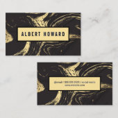 金ゴールド黒大理石 |抽象芸術 名刺 (正面/裏面)