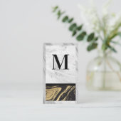 金ゴールド黒大理石 |白大理石フレーム 名刺 (スタンド正面)