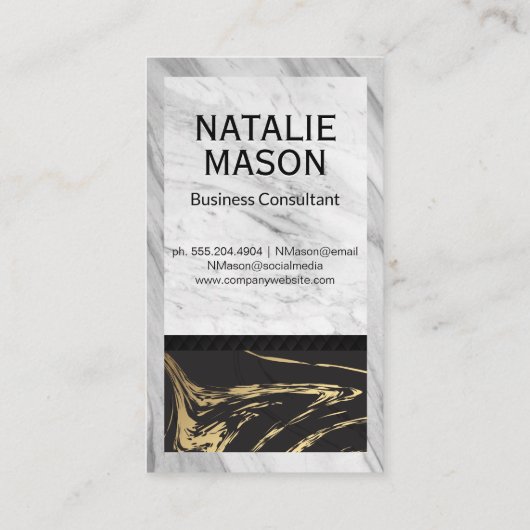 金ゴールド黒大理石 |白大理石フレーム 名刺 (裏面)