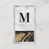 金ゴールド黒大理石 |白大理石フレーム 名刺 (正面)