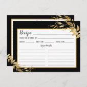 金ゴールド黒植物葉レシピカード ポストカード (正面/裏面)