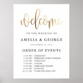 金ゴールド黒歓迎イベント結婚標識 ポスター (正面)